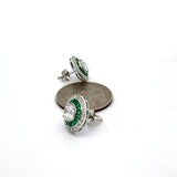 Art Deco Reproduction Aristocrat 1.02 cttw Emerald and Diamond Earrings (Center CZ) 11607