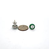 Emerald Earrings 18K White Gold (Center CZ)
