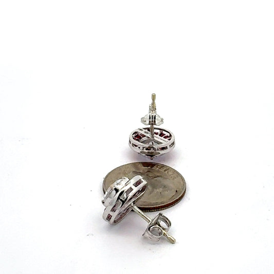 Ruby Earrings (Center CZ) 18K White Gold Earring