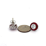 Ruby Earrings (Center CZ) 18K White Gold Earring