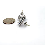 Art Deco Reproduction Aristocrat 1.93 ctw French Cut Sapphire Diamond 18K White Gold Earrings