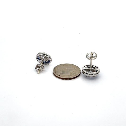 Art Deco Reproduction Aristocrat 1.42 cttw Sapphire Earrings (Center CZ) 11597