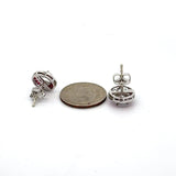 Ruby Earrings 18K White Gold Earrings (Center CZ)