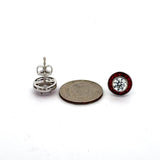 Ruby Earrings 18K White Gold Earrings (Center CZ)