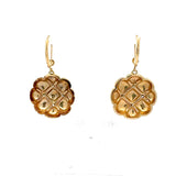 Estate .50 cttw Diamond Italian Clover Yellow Gold Earring 14785