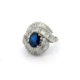 Estate Fine Sapphie 1.40 cttw Diamond Cocktail Platinum Ring 14802