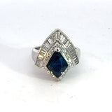 Estate Designer 1.86 ct Fine Sapphire Diamond Platinum Ring 14984