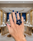 14.50 cttw Sapphire & Diamond 18K White Gold Ring 15700
