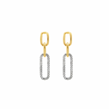 Designer Italian Paper Clip Diamond 14K White & Yellow Gold Earring