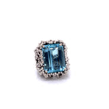 Custom Made Estate 20.20ct Aquamarine 18k White Gold Thistle Ring 12554