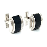 New Designer Colbri Faceted Onyx 14K White Gold Cuff Links 13772