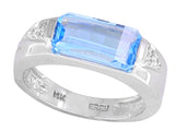 Effy Hematian Diamond and Blue Topaz Ring 14K White Gold 14961