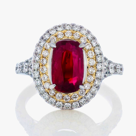 Estate 3.01 ct Gem Ruby and Diamond Platinum Ring (No Heat) Cert. 12748