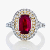 Estate 3.01 ct Gem Ruby and Diamond Platinum Ring (No Heat) Cert. 12748