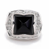 Bvglari Onyx, Diamond and 18K White Gold Ring