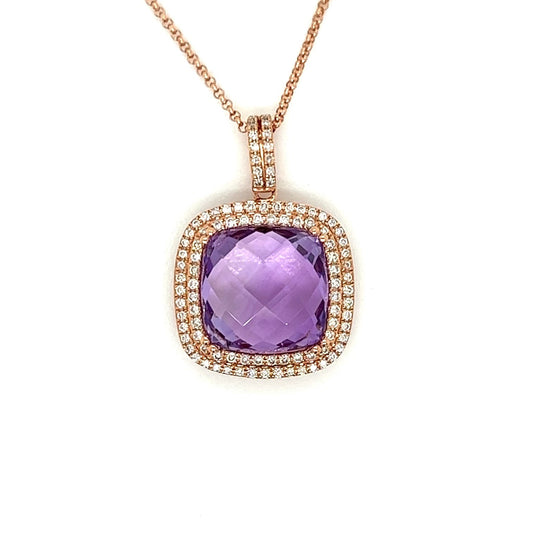 Designer Luvente 7.88 ct Amethyst .41 ct Diamond Necklace 13748