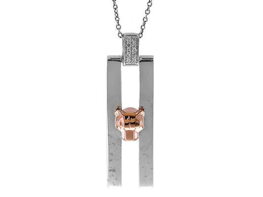 E.H. Collection 14K White/Rose Gold Panther Pendant With Chain 12112