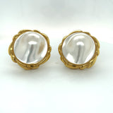 Estate Circa 1990 Mabe Blister Pearl 18K Gold Earrings 13868