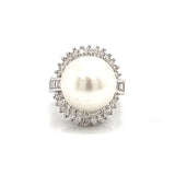 Estate Designer A & Z Pearl Co. 13.50mm Pearl 1.52 cttw Diamond Ring 13880