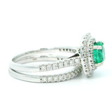 HMA .91 ct Emerald and Diamond Double Halo Ring 14763