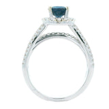 Designer EMJ 1.25 ct Sapphire Diamond Halo Ring 14762