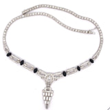 Classy Estate 12.00 ctw Diamond Onyx Platinum Necklace 14105