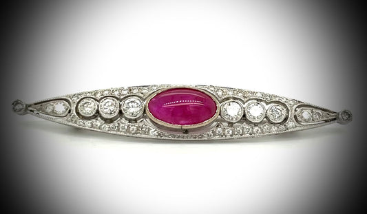 Estate 1.60 ct Ruby Diamond 2.00 cttw Diamond Brooch 13286