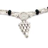 Classy Estate 12.00 ctw Diamond Onyx Platinum Necklace 14105