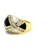 New Designer Asch Grossbardt Onyx Mother Of Pearl Diamond Ring 13814