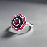 Art Deco Reproduction Aristocrat Ruby, Onyx, Diamond and 18K White Gold Ring
