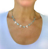 Aristocrat Art Deco Style Blue Topaz and Diamond 18K White Gold Necklace