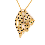 Famous Style Diamond Onyx Panther Pendant 10378