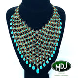 75.00 cttw Turquoise 18K Yellow Gold Necklace 10373