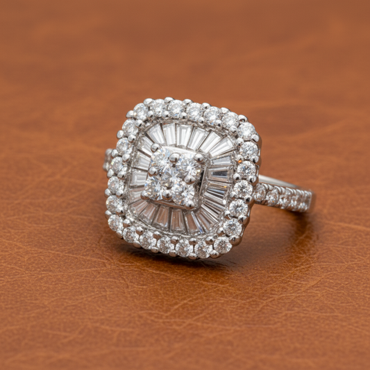Diamond 14K White Gold Cluster Ring