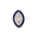 Art Deco Reproduction Aristocrat Marquise .62 cttw Diamond .93 cttw Sapphire Ring 10973