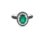 E.H. Collection 1.14 ct Emerald and Diamond Halo Ring 11453