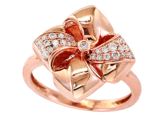 E.H. Collection .22 cttw Diamond 14K Rose Gold Bow Ring 11393