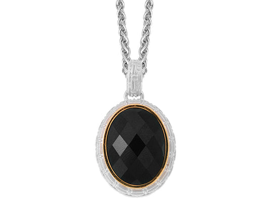 E.H. Collection 5.40 ct Onyx 18K Yellow Gold/Silver Pendant With Chain 11281