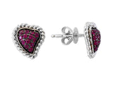 E.H. Collection .27 cttw Ruby Heart Earrings 11351