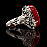 Estate Fine Red Coral & Diamond Ring