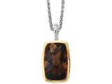 E.H. Collection 6.70 ct Smoky Quartz 18K Yellow Gold/Silver Pendant With Chain 11278