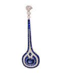 Art Deco Reproduction Aristocrat Diamond and Sapphire Dangle Earrings 10991