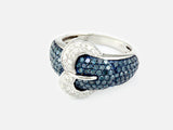 E.H. Collection 1.27 cttw Blue and White Diamond Belt Style Ring 11410