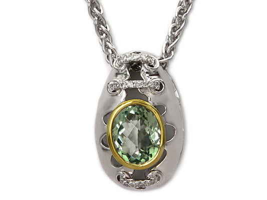 E.H. Collection 2.42 ct Green Amethyst 18K/Silver Pendant 11235