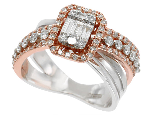 E.H. Collection .84 cttw Diamond White/Rose Gold Ring 11323