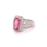 Estate 2.81ct Pink Sapphire Diamond Platinum Ring (GIA Report NO HEAT) 14343