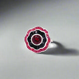 Art Deco Reproduction Aristocrat Ruby, Onyx, Diamond and 18K White Gold Ring