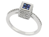 Effy Sapphire, Diamond and 14K White Gold Ring