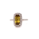 Estate 2.35 ct Golden Sphere and Diamond Platinum Ring 11036