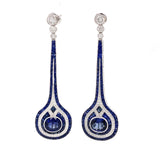 Art Deco Reproduction Aristocrat Diamond and Sapphire Dangle Earrings 10991